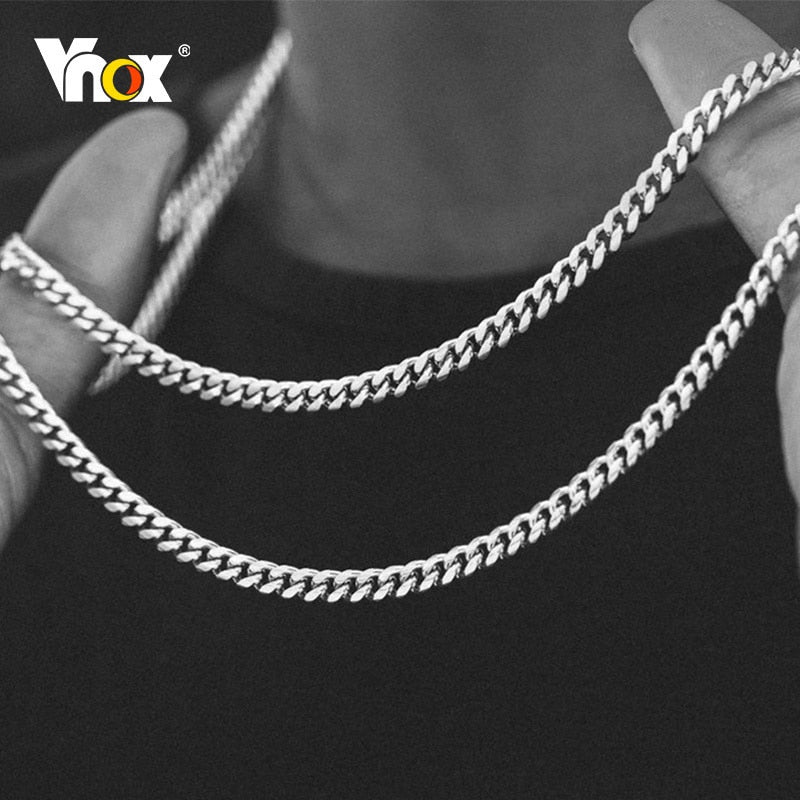 Twisted Rope Figaro Necklaces in stainless steel, featuring a Cuban chain design with intricate twisted detailing.