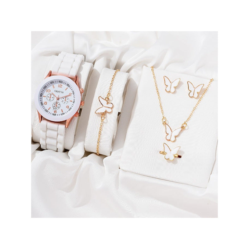 5pcs Set Women's Steel Band Quartz Watches with Gift Box