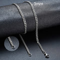 Twisted Rope Figaro Necklace in stainless steel, featuring a 3mm Cuban chain with intricate twisted rope design.