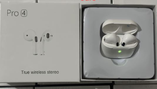 White i80 TWS Bluetooth earbuds in a charging case, displayed in a compact box labeled "Pro 4" and "True wireless stereo.