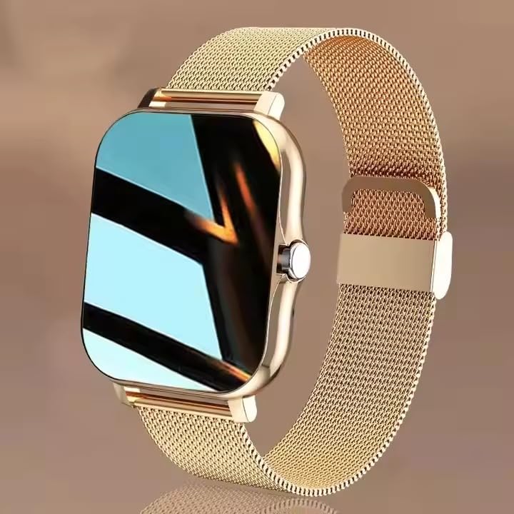 Smart Watch for Women Fitness Tracker: Gold Smart Watches for Women Digital Mens Watches Make/Answer Call Waterproof Running Smartwatch Android and iOS iPhone Compatible Heart Rate Monitor (Gold)